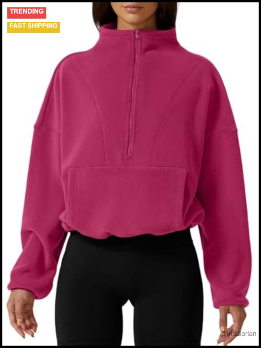 QINSEN Half Zip Fleece Sweatshirt Mock Neck Long Sleeve Sherpa Pullover